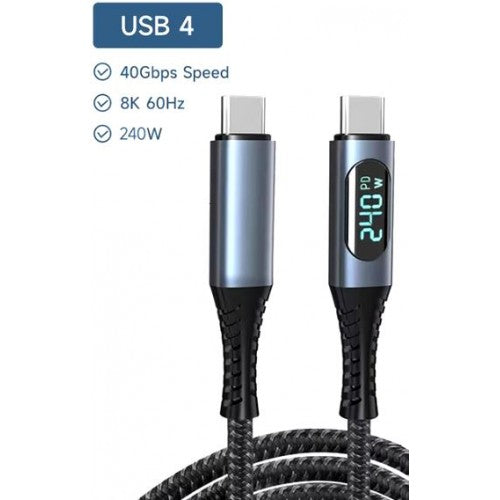 240W 3FT(1M) 8K High Quality Type-C to Type-C Cable, Charge & Sync With LED Display